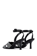 Kadın Siyah Bilekten Tokalı Taşlı İnce Topuklu Sandalet | Derimod