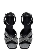 Kadın Siyah Bilekten Tokalı Taşlı İnce Topuklu Sandalet | Derimod