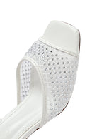 Kadın Beyaz Bilekten Tokalı Taşlı Şeffaf Kalın Topuklu Sandalet | Derimod