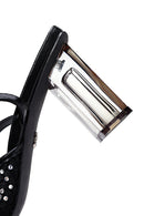 Kadın Siyah Bilekten Tokalı Taşlı Şeffaf Kalın Topuklu Sandalet | Derimod