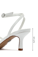 Kadın Beyaz Bilekten Tokalı Taşlı İnce Kısa Topuklu Sandalet | Derimod