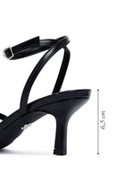 Kadın Siyah Bilekten Tokalı Taşlı İnce Kısa Topuklu Sandalet | Derimod