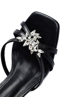 Kadın Siyah Bilekten Tokalı Taşlı İnce Kısa Topuklu Sandalet | Derimod