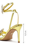 Women's Yellow Ankle Buckle Stoned Thin Heel Sandals | Derimod