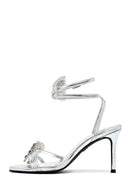 Women's Silver Ankle Buckle Stoned Thin Heel Sandals | Derimod