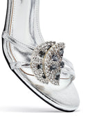 Women's Silver Ankle Buckle Stoned Thin Heel Sandals | Derimod