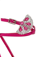 Women's Pink Ankle Buckle Stoned Thin Heel Sandals | Derimod