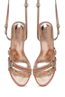 Kadın Pembe Bilekten Tokalı Taşlı Metalik İnce Topuklu Sandalet | Derimod