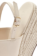 Women's Beige Ankle Buckle Wedge Heel Espadrille Sandals | Derimod