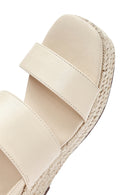 Women's Beige Ankle Buckle Wedge Heel Espadrille Sandals | Derimod
