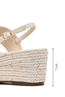 Women's Beige Ankle Buckle Wedge Heel Espadrille Sandals | Derimod