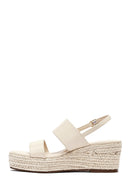 Women's Beige Ankle Buckle Wedge Heel Espadrille Sandals | Derimod
