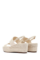 Women's Beige Ankle Buckle Wedge Heel Espadrille Sandals | Derimod