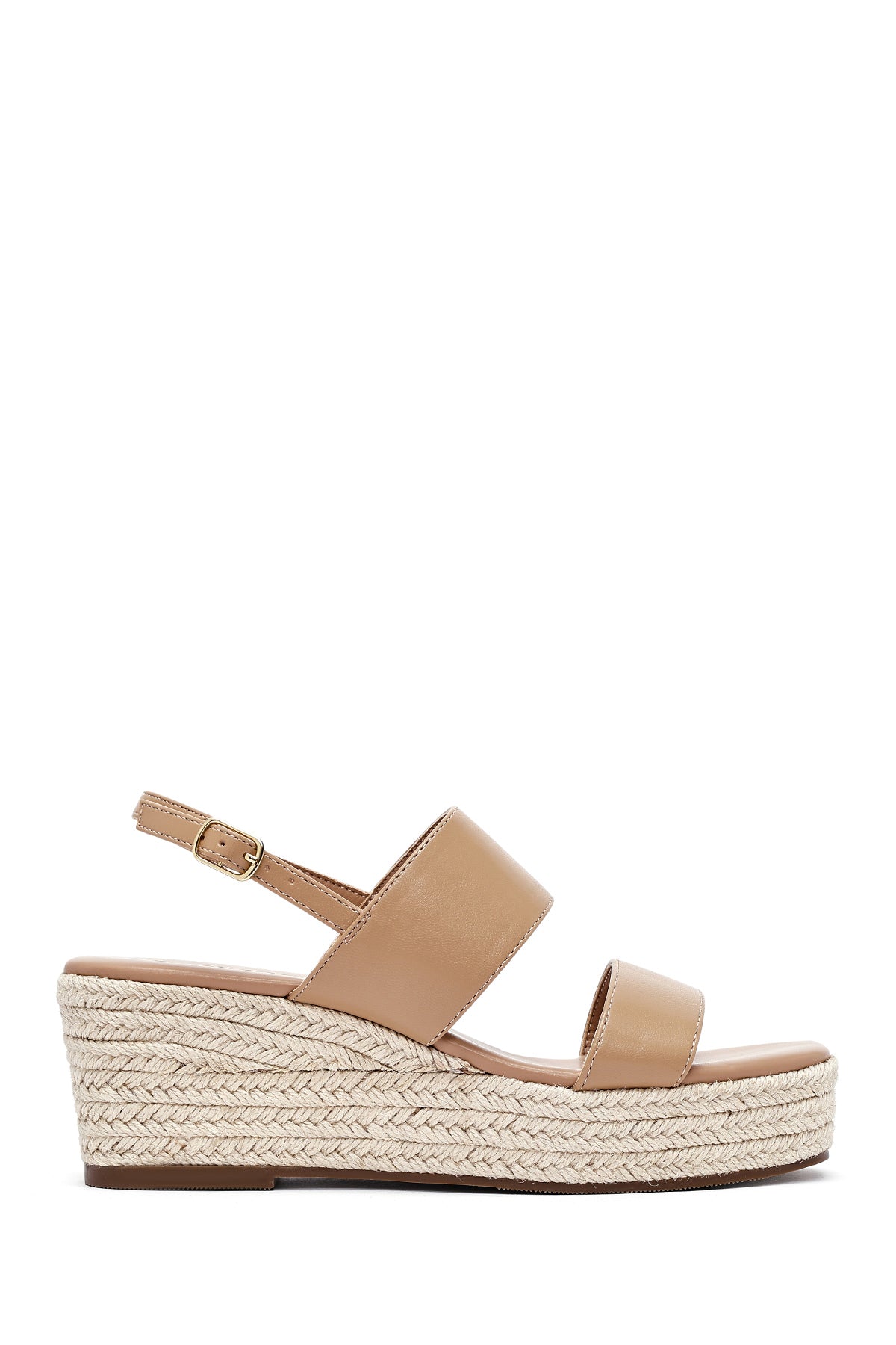 Women's Mink Ankle Buckle Wedge Heel Espadrille Sandals 25SFE482118 | Derimod