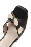 Women's Black Ankle Buckle Wedge Heel Espadrille Sandals | Derimod