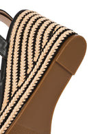 Women's Black Ankle Buckle Wedge Heel Espadrille Sandals | Derimod