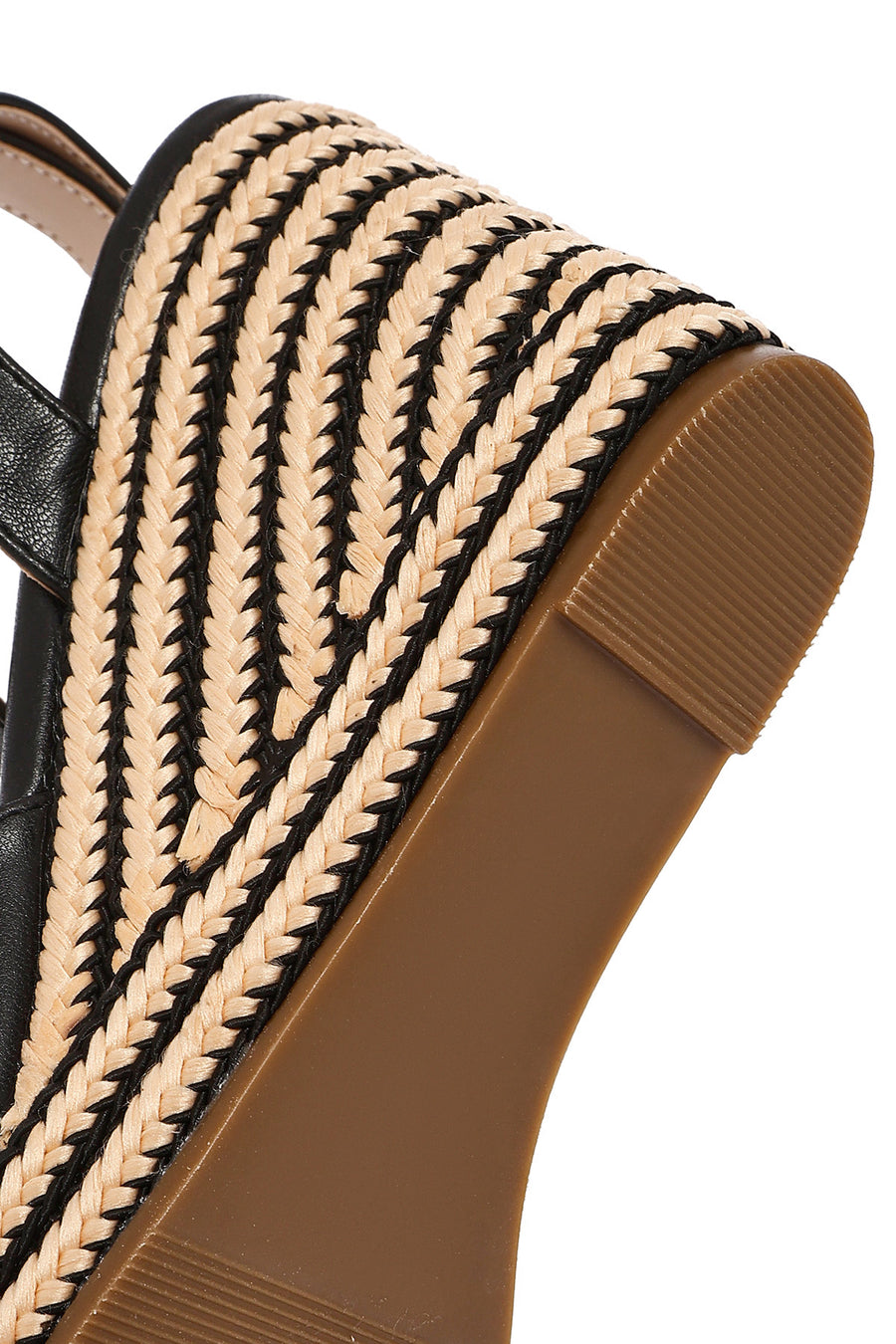 Women's Black Ankle Buckle Wedge Heel Espadrille Sandals