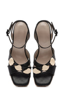 Women's Black Ankle Buckle Wedge Heel Espadrille Sandals | Derimod