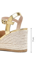 Kadın Altın Bilekten Tokalı Örgülü Dolgu Topuklu Espadril Sandalet | Derimod