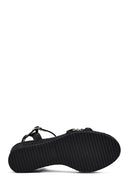 Kadın Siyah Bilekten Tokalı Örgülü Dolgu Topuklu Espadril Sandalet | Derimod