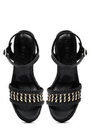 Kadın Siyah Bilekten Tokalı Örgülü Dolgu Topuklu Espadril Sandalet | Derimod