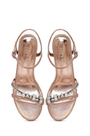 Kadın Pembe Bilekten Tokalı Taşlı İnce Topuklu Sandalet | Derimod