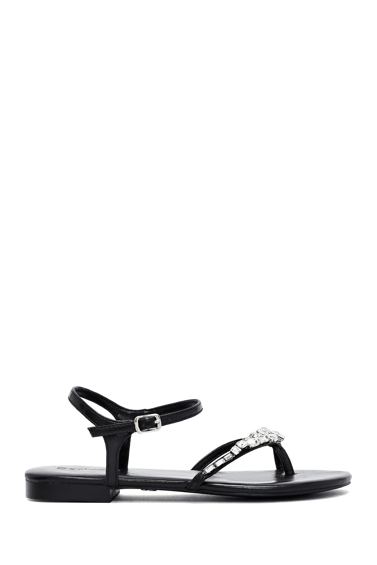 Women's Black Stone Flip Flops Sandals 25SFE482914 | Derimod