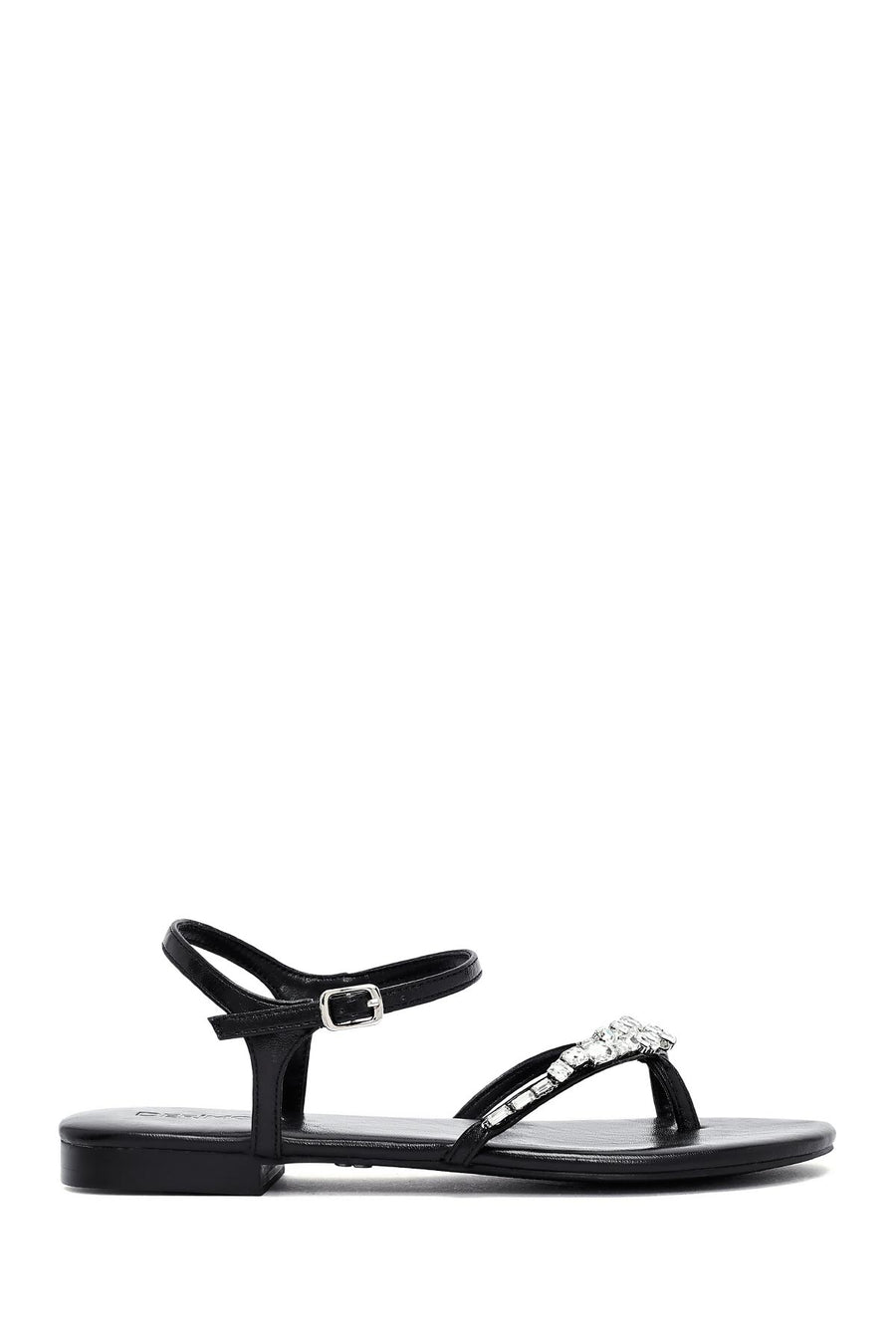 Women's Black Stone Flip Flops Sandals 25SFE482914 | Derimod