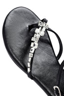 Women's Black Stone Flip Flops Sandals | Derimod