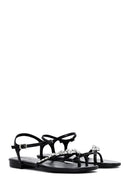 Women's Black Stone Flip Flops Sandals | Derimod