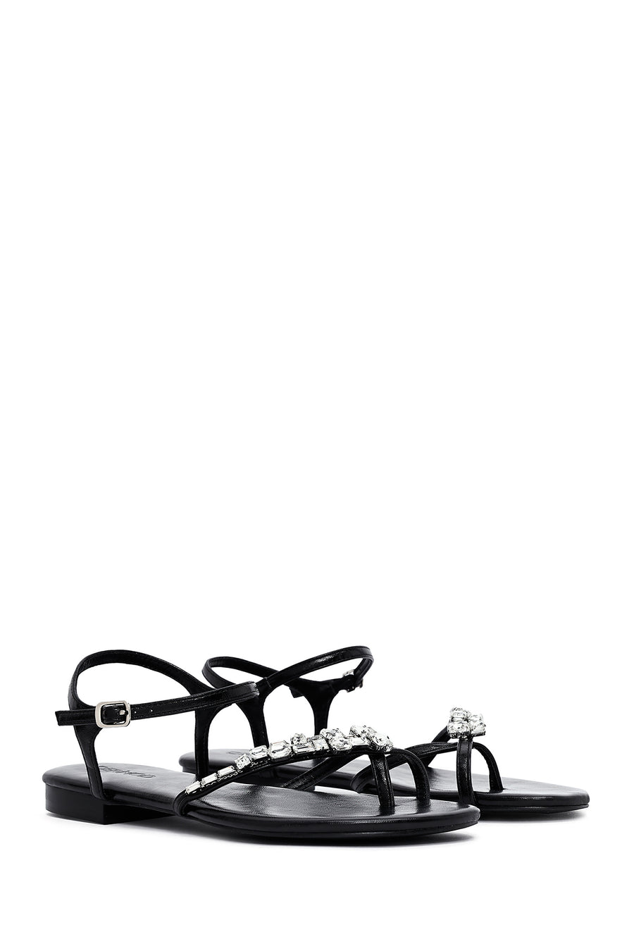 Women's Black Stone Flip Flops Sandals