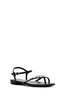 Women's Black Stone Flip Flops Sandals | Derimod