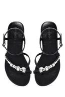 Women's Black Stone Flip Flops Sandals | Derimod