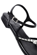 Women's Black Stone Flip Flops Sandals | Derimod
