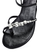 Women's Black Stone Flip Flops Sandals | Derimod