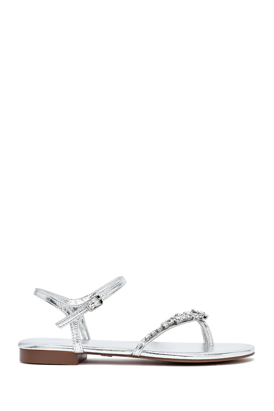 Women's Silver Stone Flip-Flop Sandals 25SFE482914 | Derimod