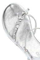 Kadın Gümüş Taşlı Parmak Arası Sandalet | Derimod