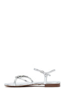 Kadın Gümüş Taşlı Parmak Arası Sandalet | Derimod