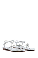 Kadın Gümüş Taşlı Parmak Arası Sandalet | Derimod