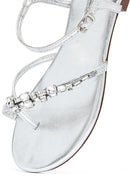 Kadın Gümüş Taşlı Parmak Arası Sandalet | Derimod