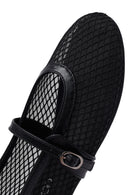 Kadın Siyah Fileli Tokalı Babet | Derimod