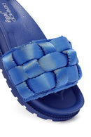 Kadın Mavi Örgü Detaylı Jelly Terlik | Derimod