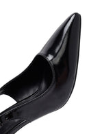 Women's Black Stone-Embellished Open Back Metallic Stiletto Shoes | Derimod