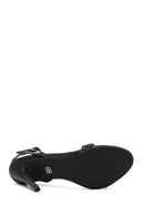 Kadın Siyah Bilekten Bantlı Metalik Yüksek İnce Topuklu Sandalet | Derimod