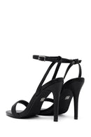 Kadın Siyah Bilekten Bantlı Metalik Yüksek İnce Topuklu Sandalet | Derimod