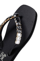 Women's Black Stone Jelly Slippers | Derimod