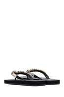 Women's Black Stone Jelly Slippers | Derimod