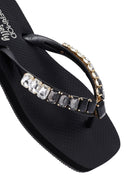 Women's Black Stone Jelly Slippers | Derimod