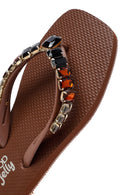 Kadın Kahverengi Taşlı Jelly Terlik | Derimod