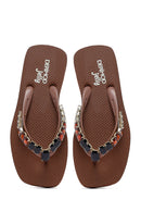 Kadın Kahverengi Taşlı Jelly Terlik | Derimod